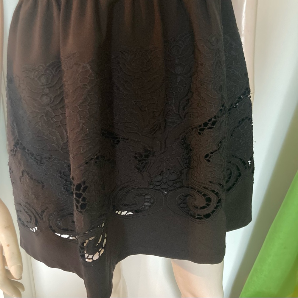 Red Valentino Dress Embroidered Pointelle Detail Sleeveless Black A- Line - Picture 3 of 10